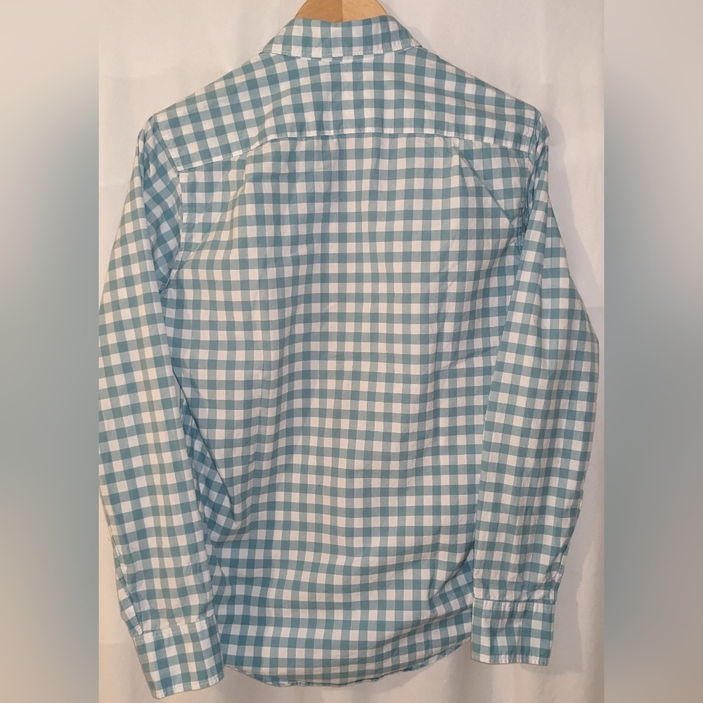 J.Crew - Secret Wash Shirt - Light Turquoise Gingham - Lightly Used - Picture 4 of 6